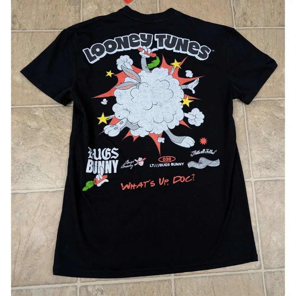 New Looney Tunes men's sz M T-shirt knit black graphic Bugs Bunny 038 0928